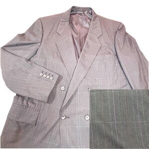 Vintage Holland & Sherry Double Breasted Blazer Men’s 45l Blue Plaid Wool